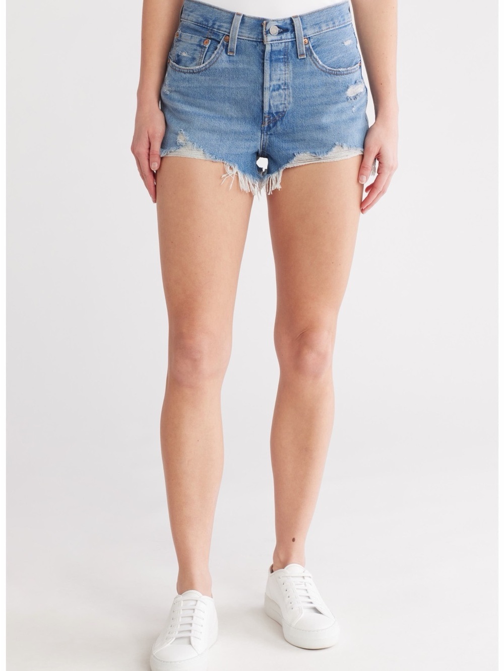 501 Original Levi's Distressed Denim Cutoff Shorts Blue Size 31
